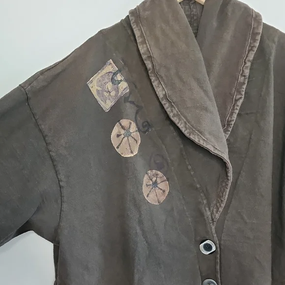 Blue Fish Brown Coat with Decorative Hem - Picture 3 of 12